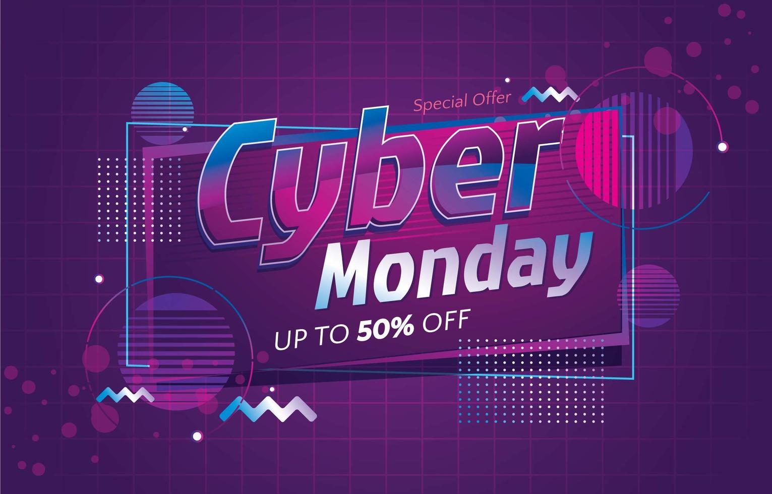 efecto de texto de cyber monday rosa y morado vector