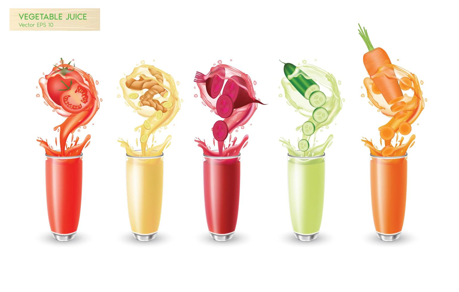 Realistic fresh vegetable juice set vector