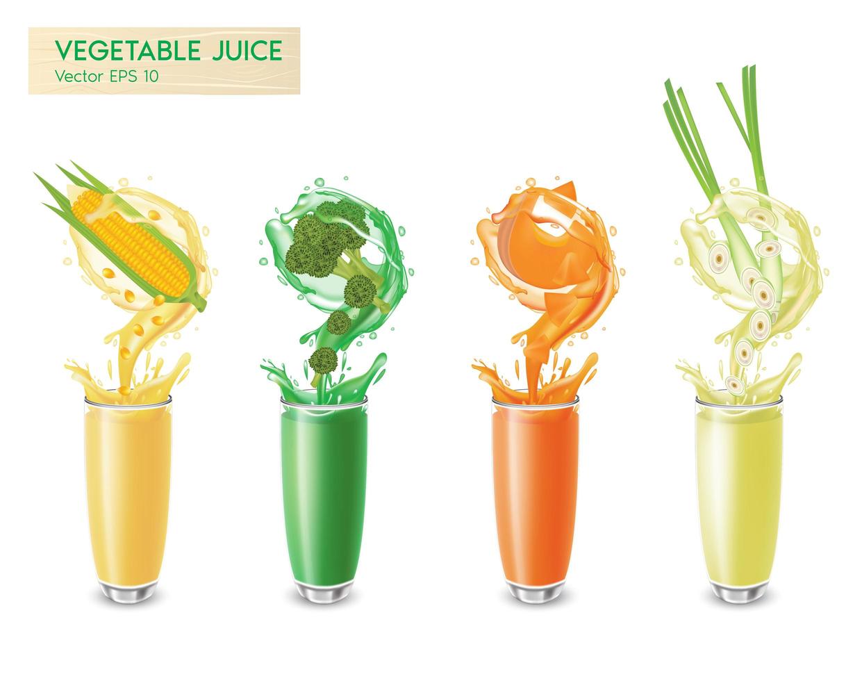 Realistic fresh vegetable juice set vector