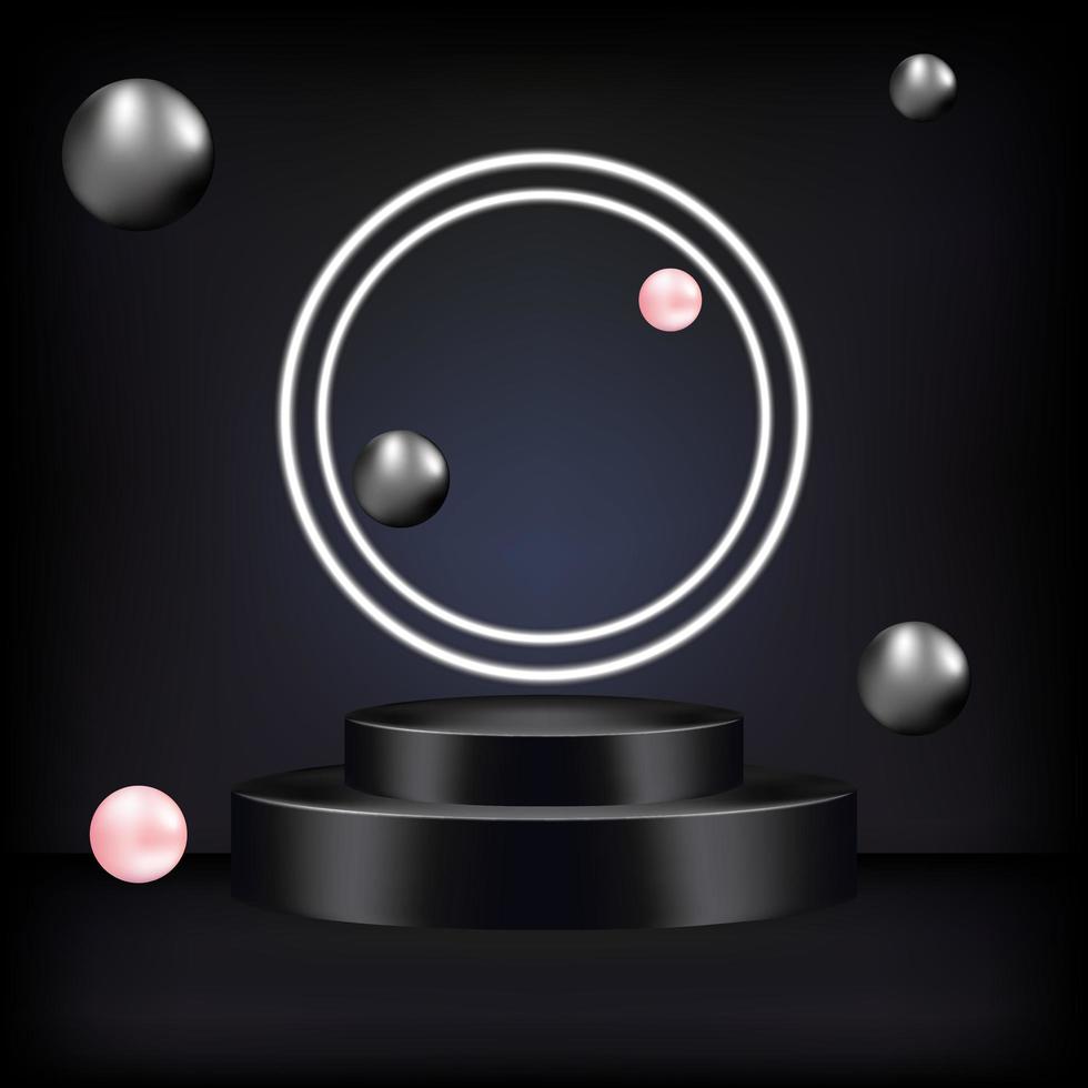 Black round podium banner background  vector