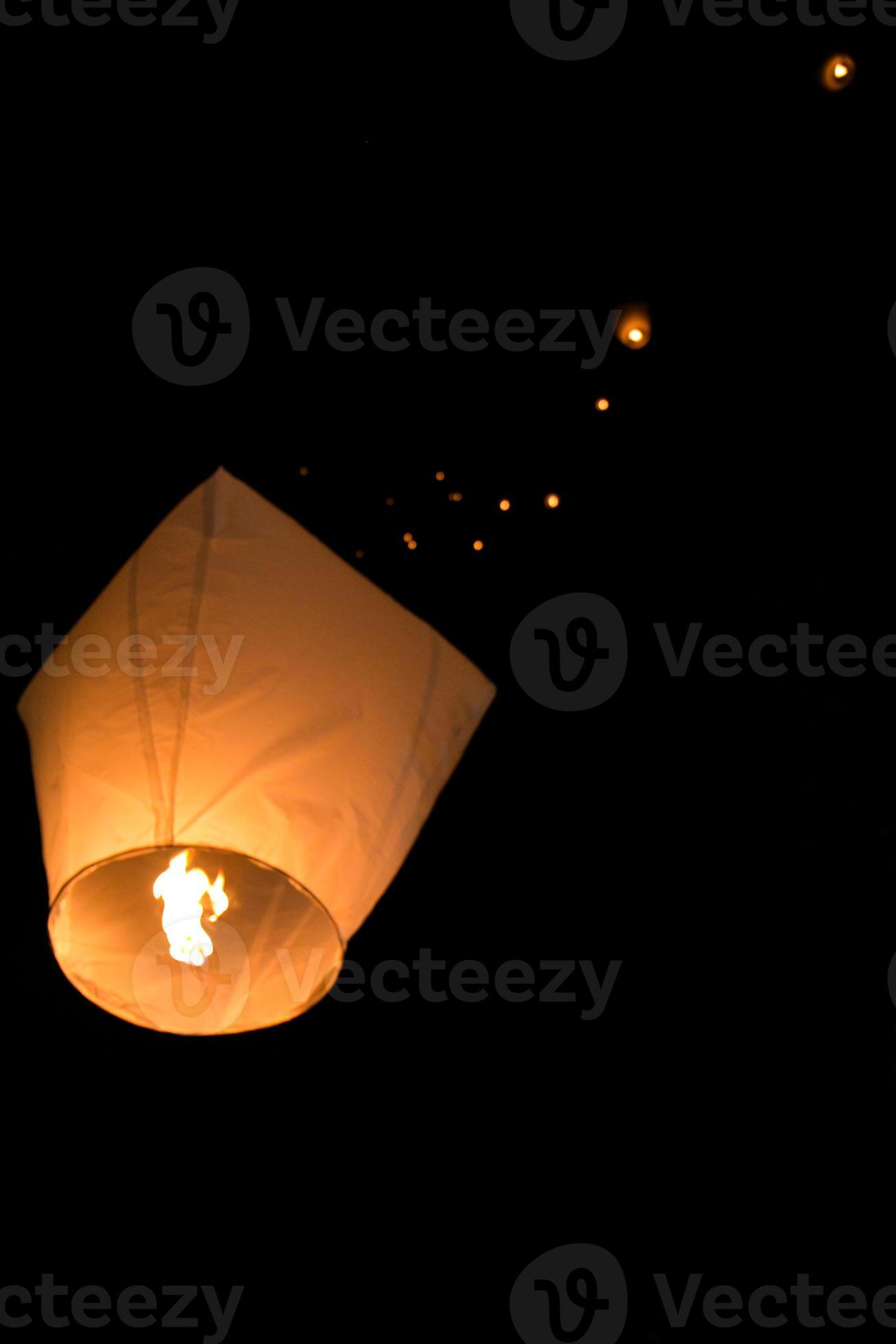 Rice paper balloons with fire 1393160 Stock Photo at Vecteezy