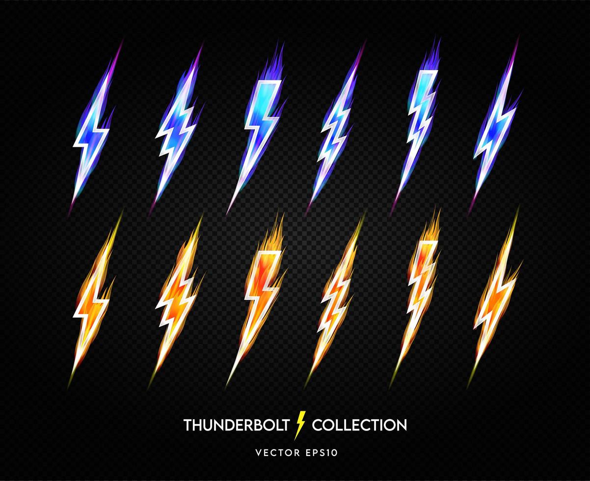 Lightning bolt icon collection vector