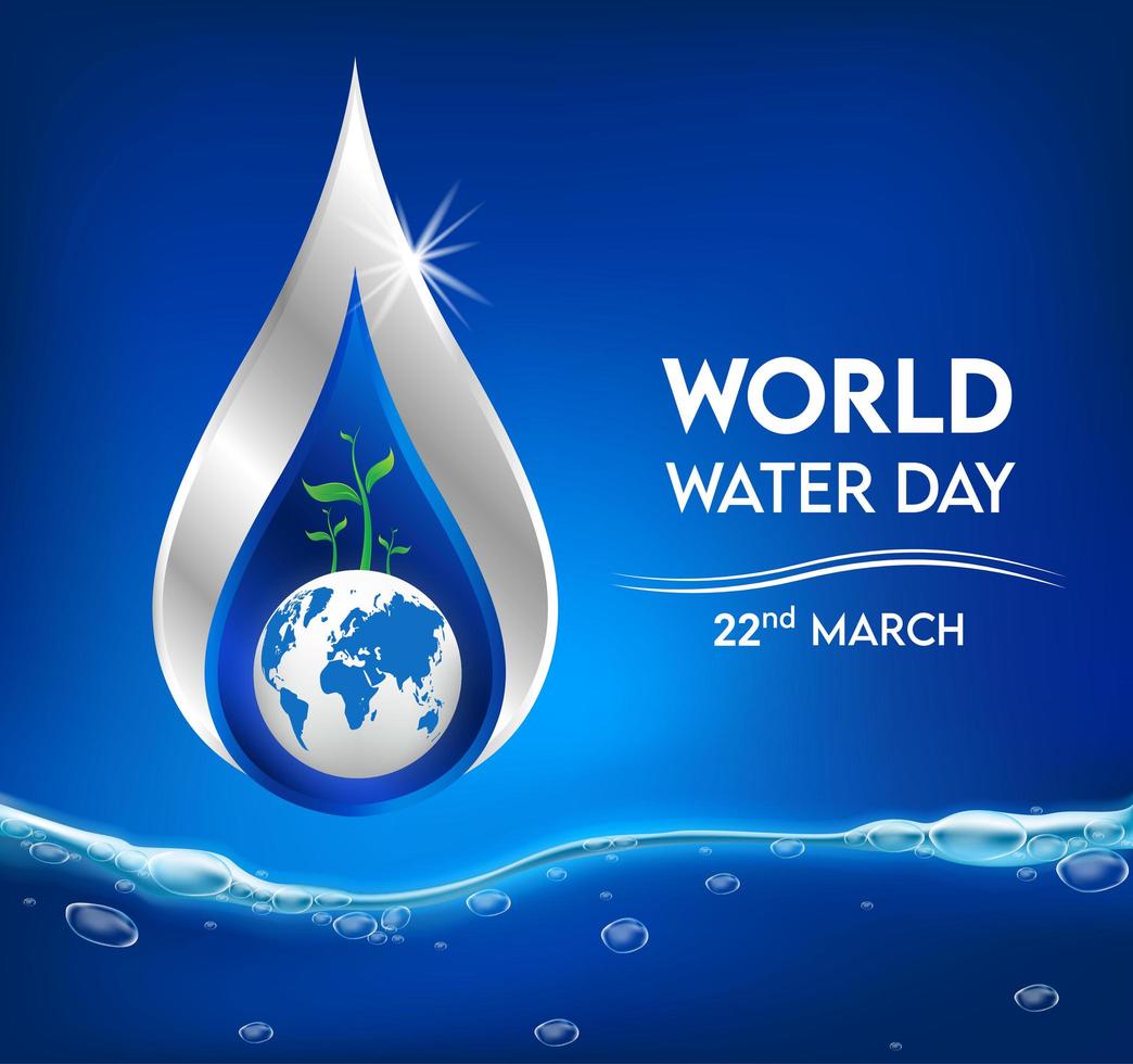 banner del día mundial del agua con gota de agua vector