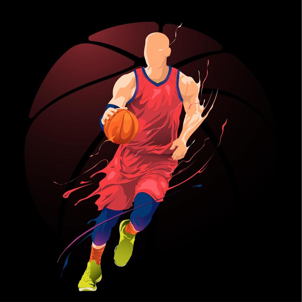 diseño de regate de jugador de baloncesto vector