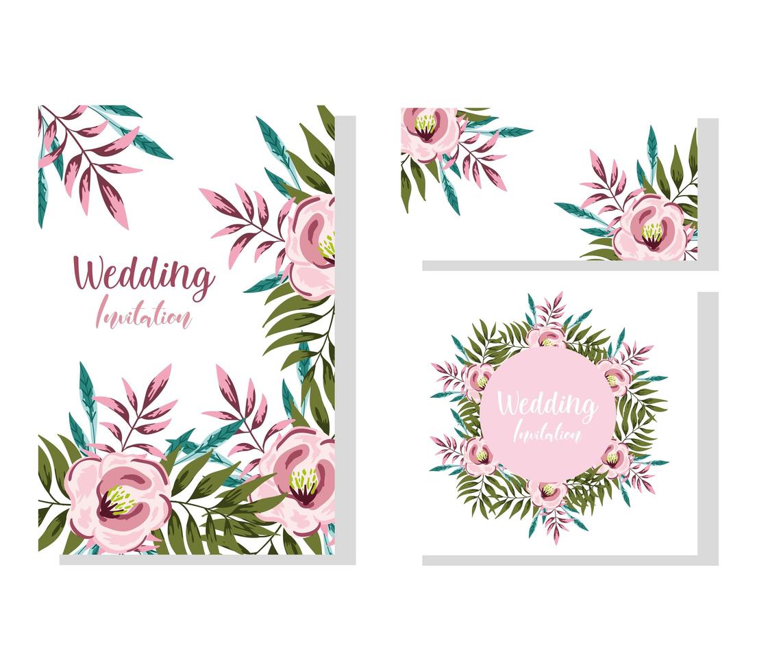 Wedding ornament floral bloom decorative greeting card vector