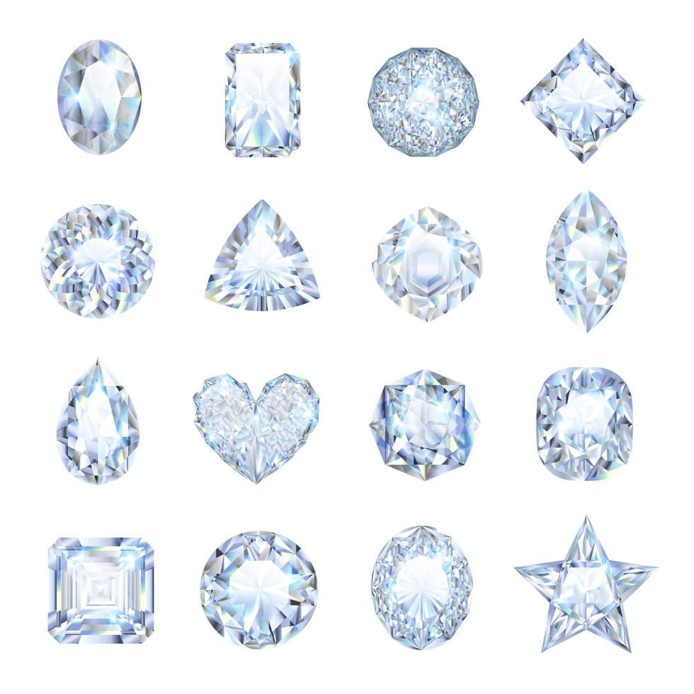 Realistic clear jewel gemstones set vector