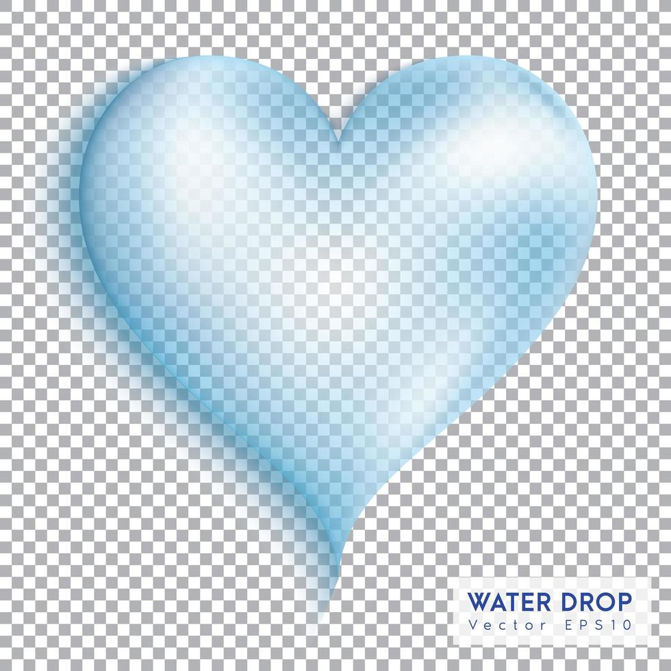 gota de corazón de agua transparente vector