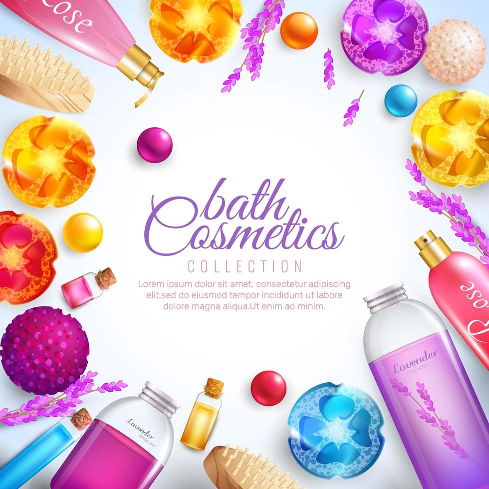 Bath cosmetic products frame  vector