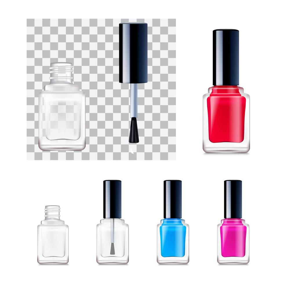 conjunto de maquetas de esmalte de uñas vector