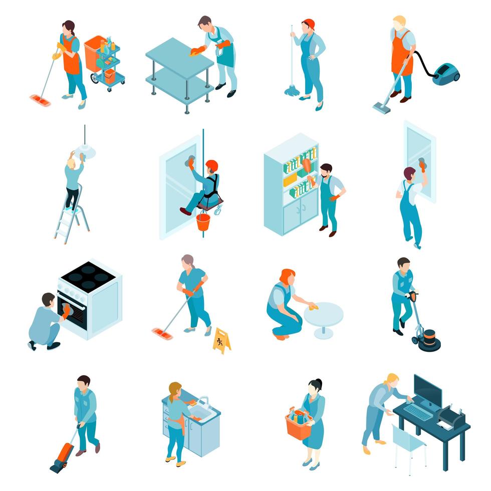 Isometric Cleaning Service Set vector