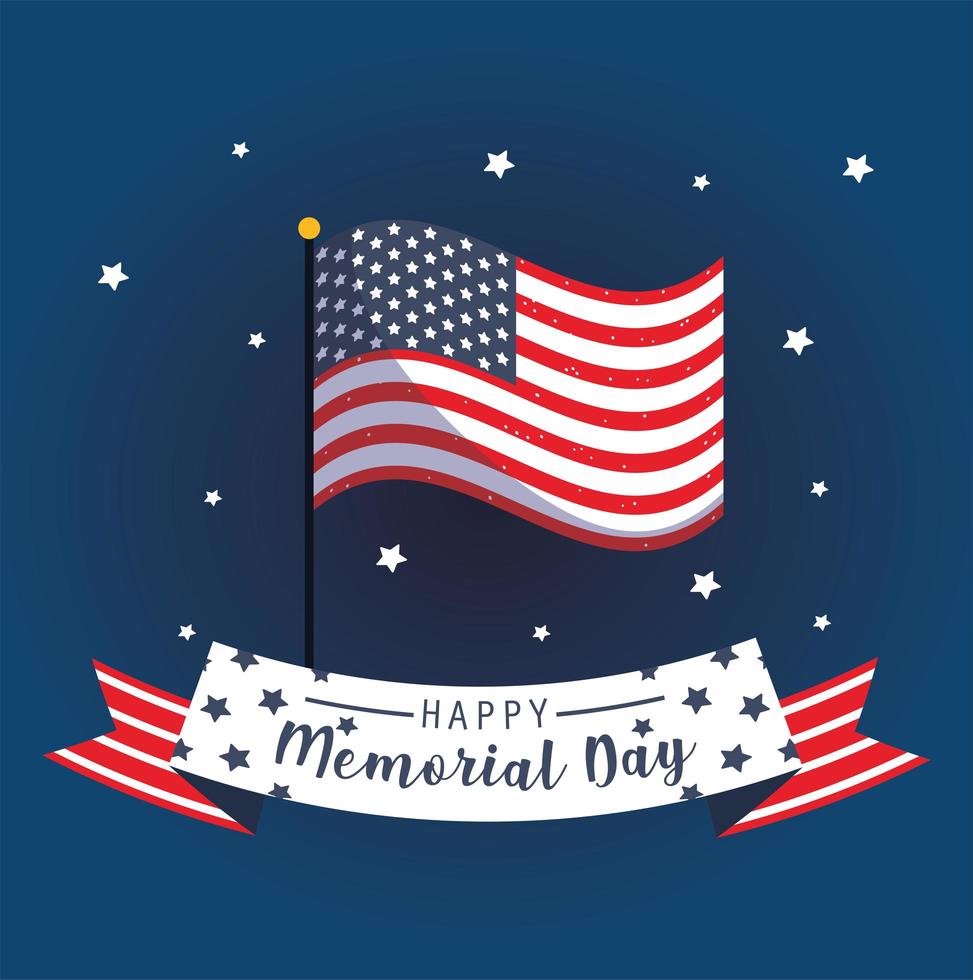 Flag and ribbon of Memorial Day theme vector