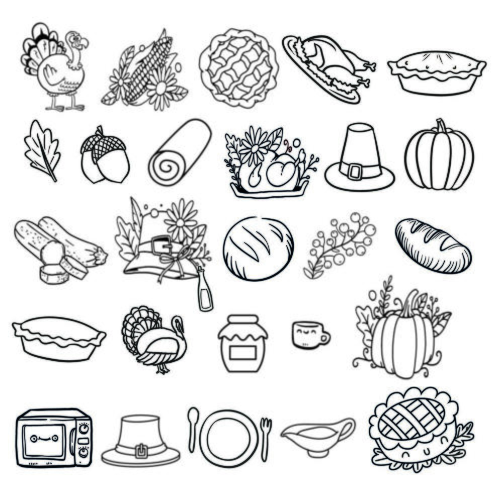 A set of Thanksgiving elements vector