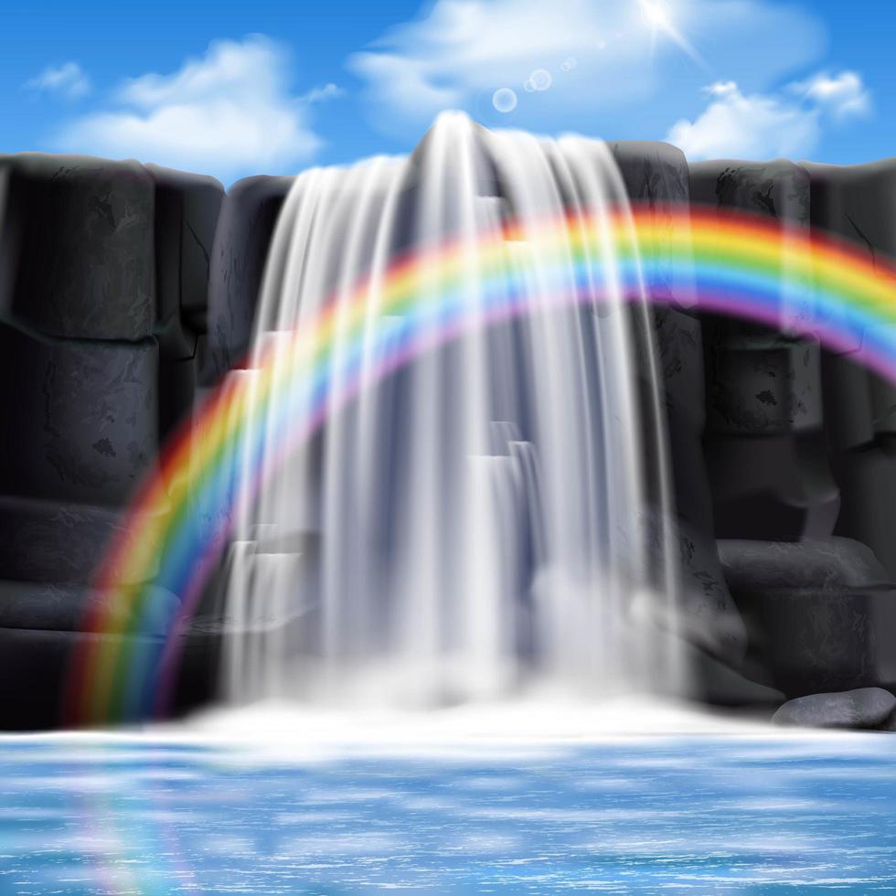 Waterfalls Realistic Compositions vector