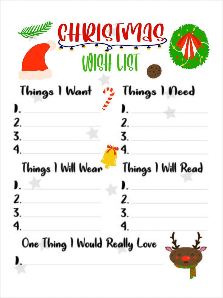 Cute Christmas Wish List For Kids vector