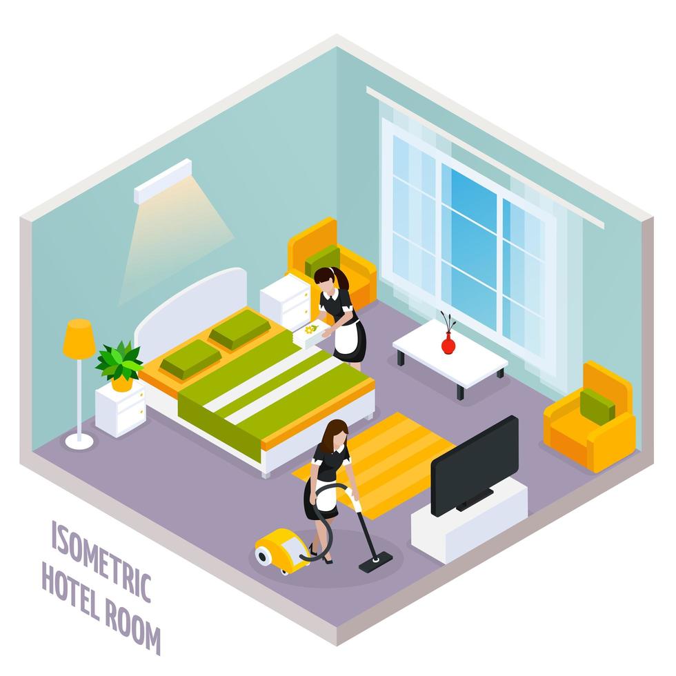 Isometric Hotel Room Interior vector