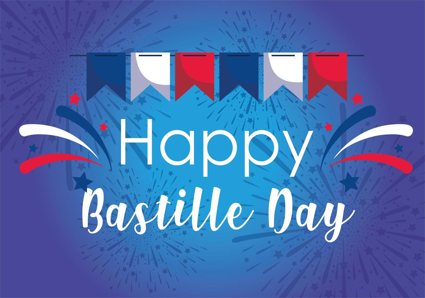 Banner pennant of happy Bastille day  vector