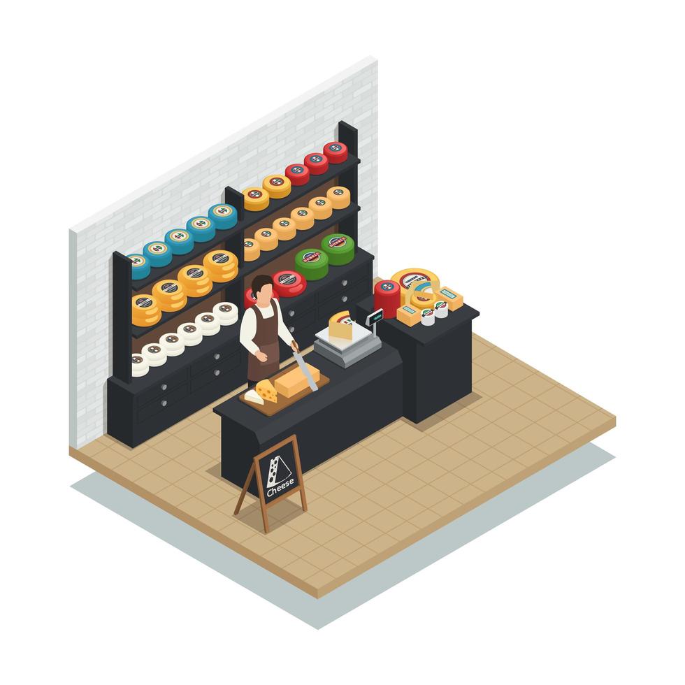 Cheese Production Factory Isometric Composition vector