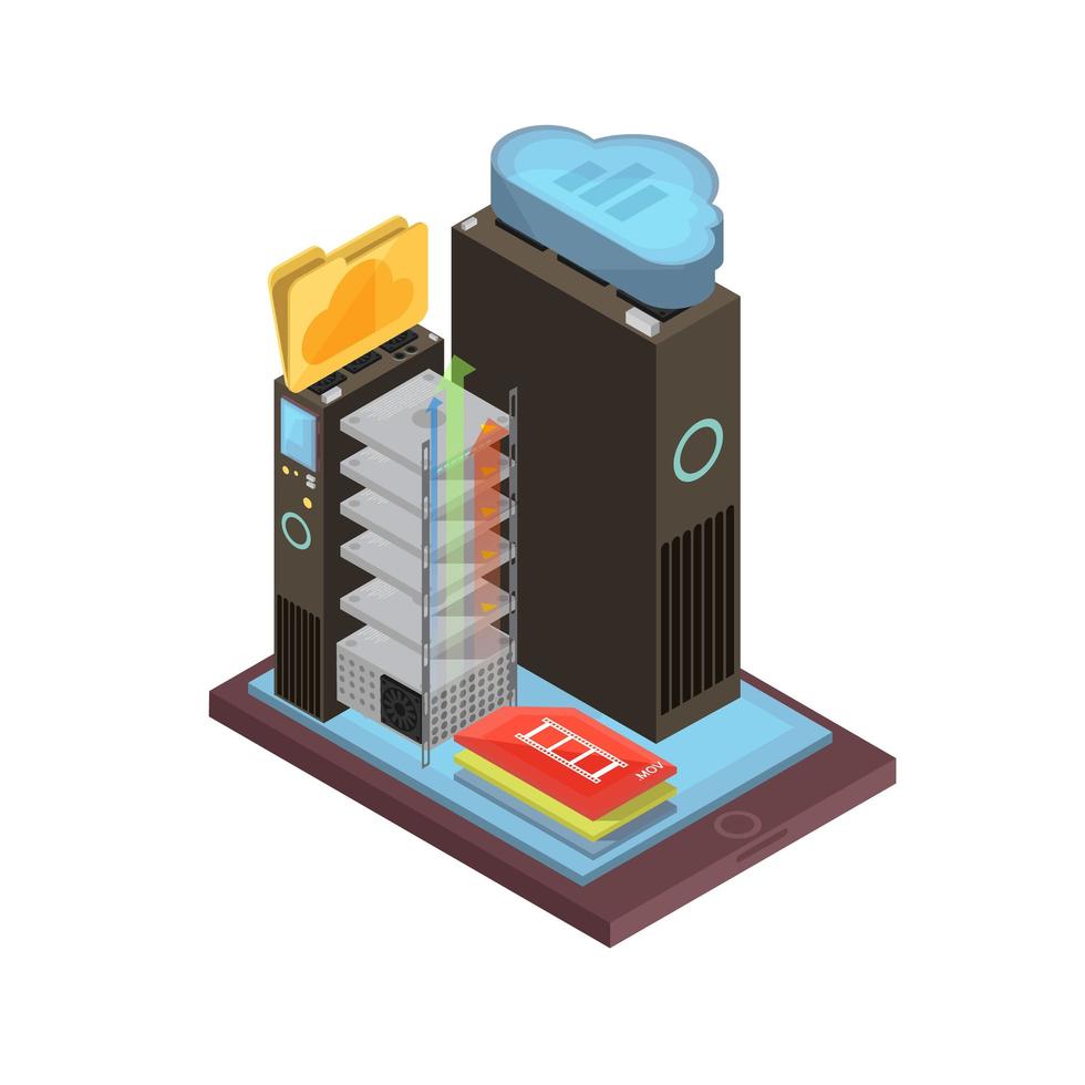 Data Cloud Isometric Set vector