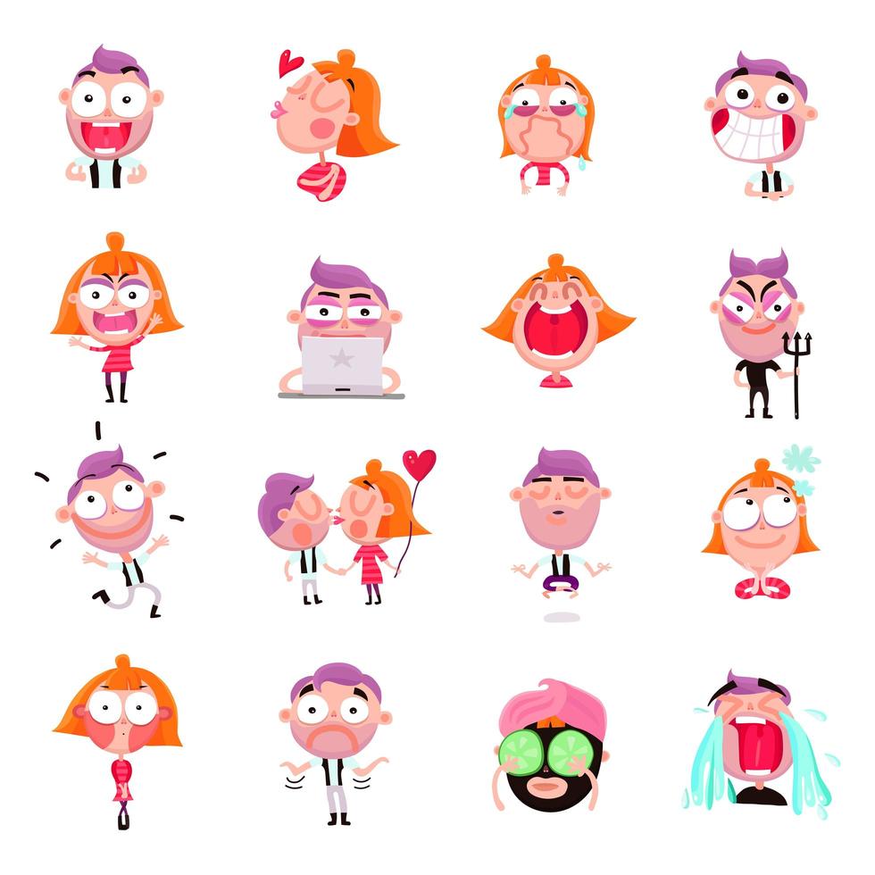 conjunto de pegatinas de personas vector