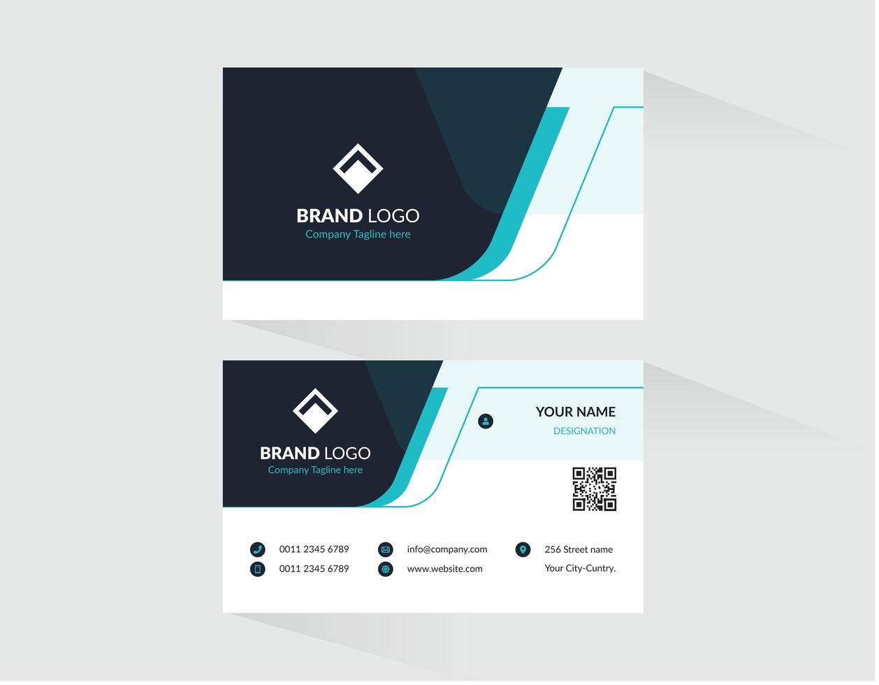 Blue Turquoise and Black Business Card Template vector