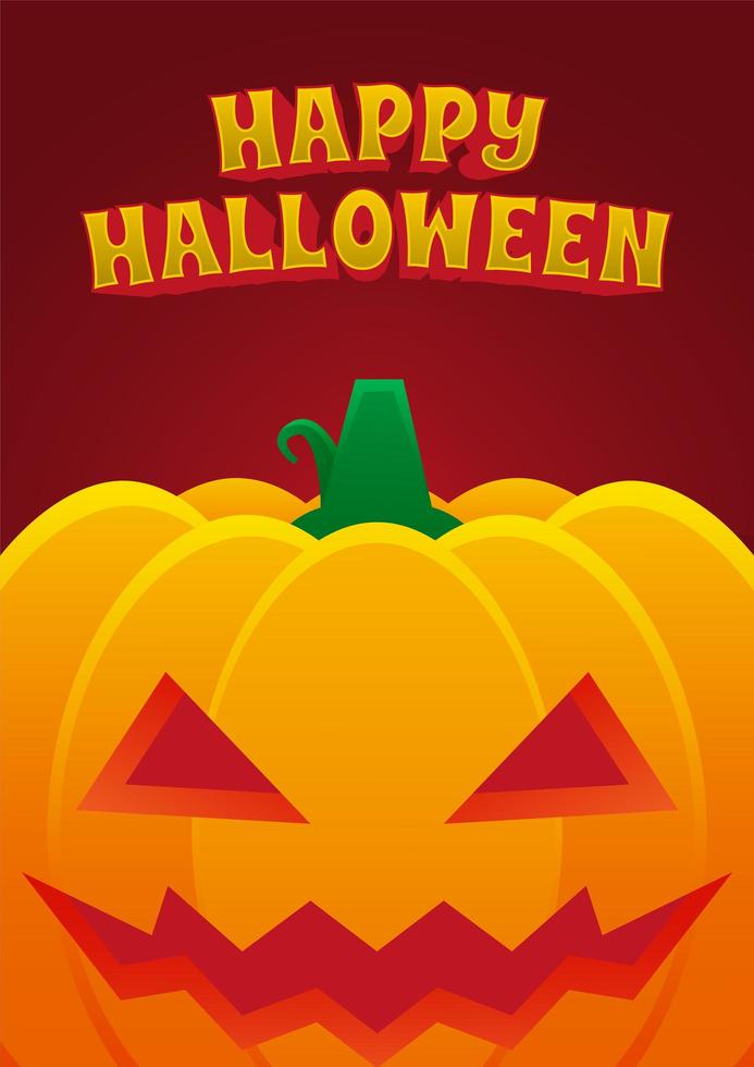 cartel de evento de halloween con calabaza malvada vector