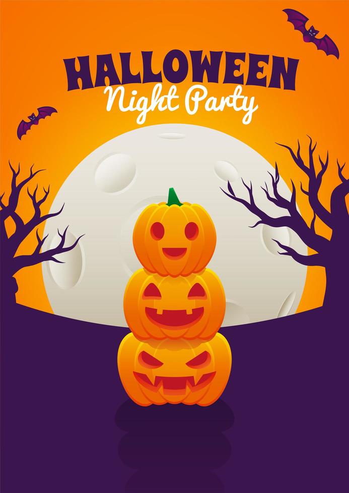 Halloween Poster with Stacked Jack O Lanterns vector