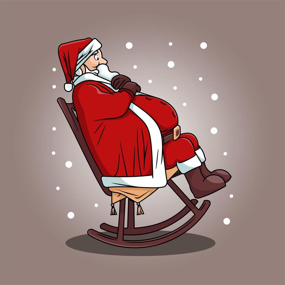 Cute Santa in rocking chair cartoon design vector