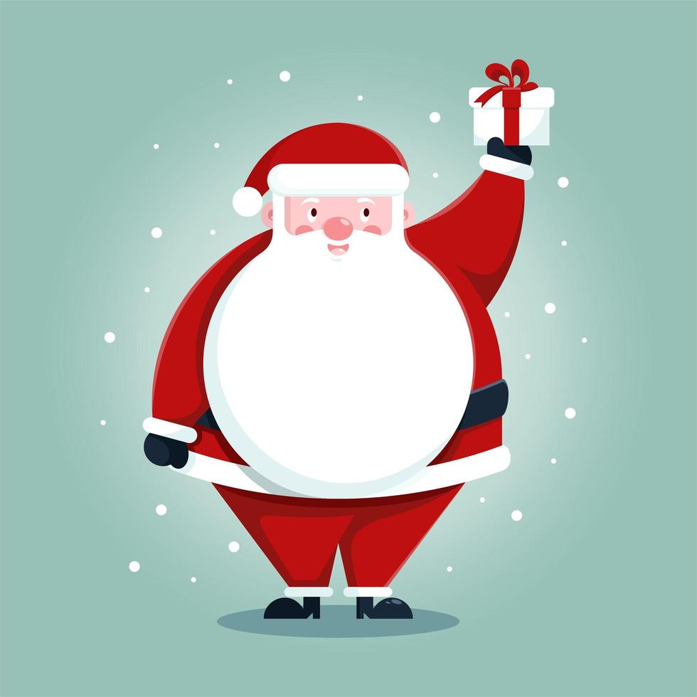 Cute Santa with gift box cartoon vector