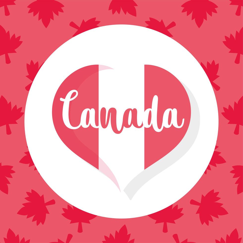 Canadian flag heart for happy Canada day vector
