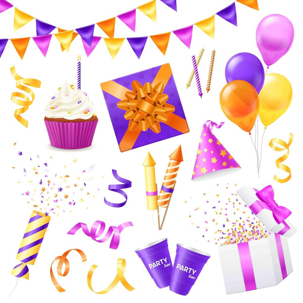 Realistic party element set  vector