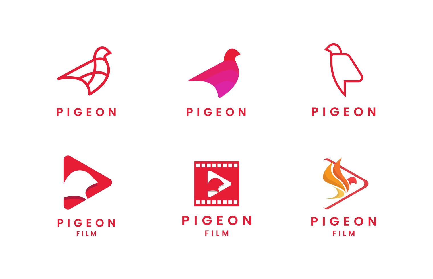 conjunto de logotipo de paloma plana vector