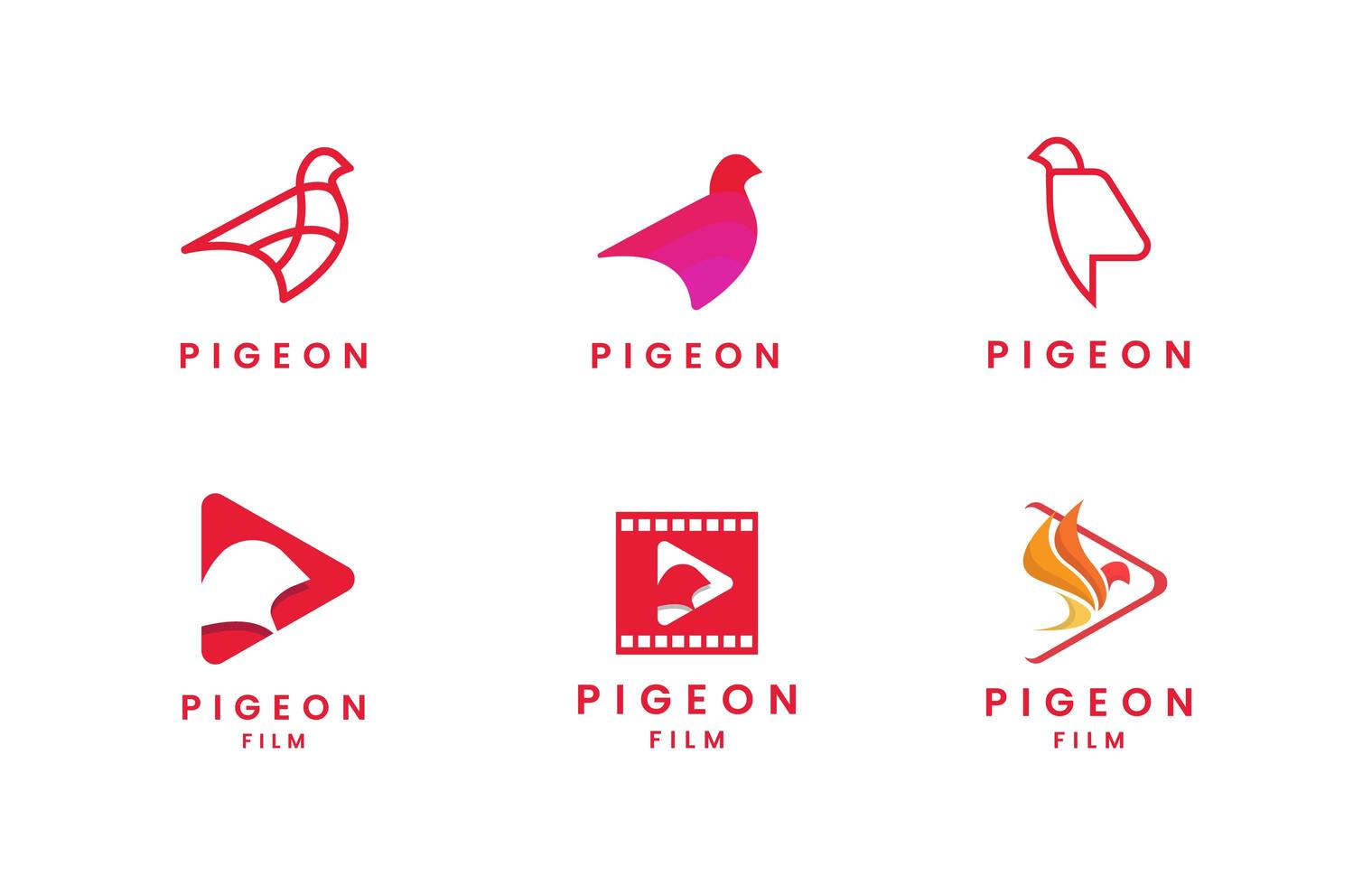 Flat Pigeon Logo Set vector