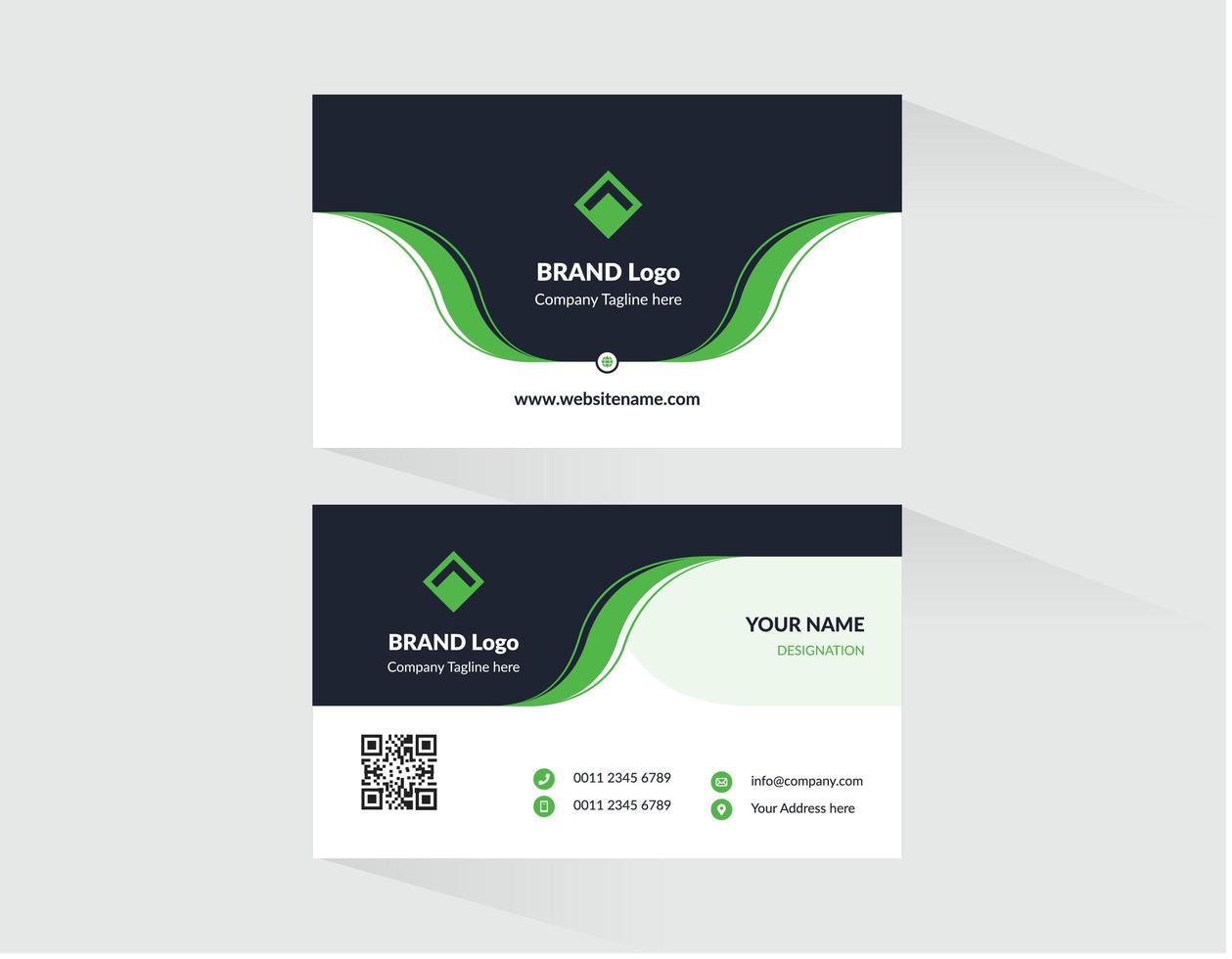 Black with Green Accents Business Card Template vector