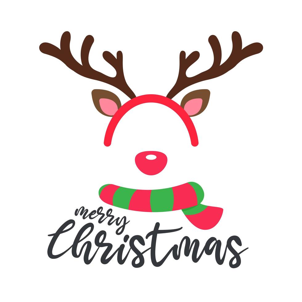 Reindeer headband and scarf Christmas card design vector