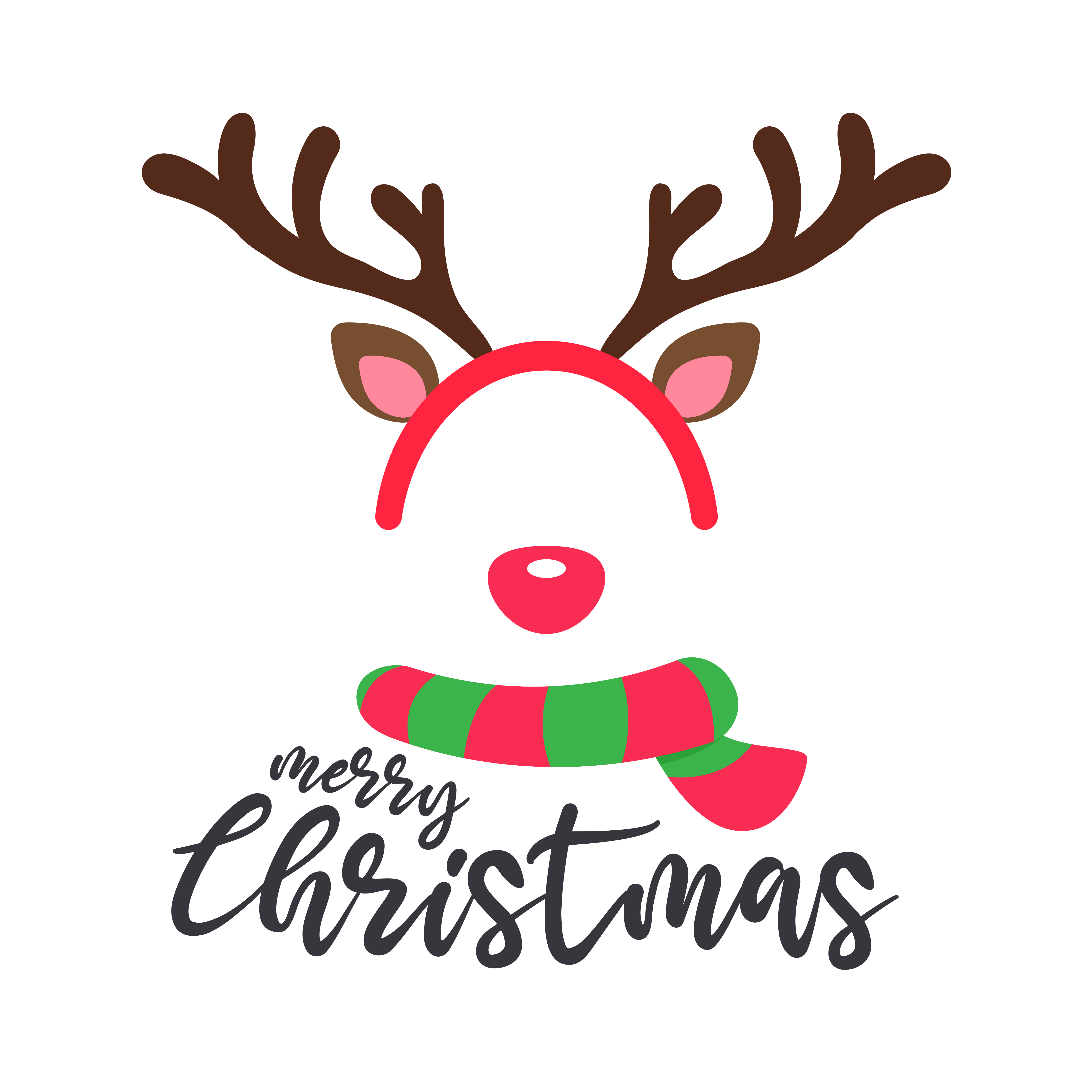 Reindeer headband and scarf Christmas card design 23 Vector Regarding Headband Card Template