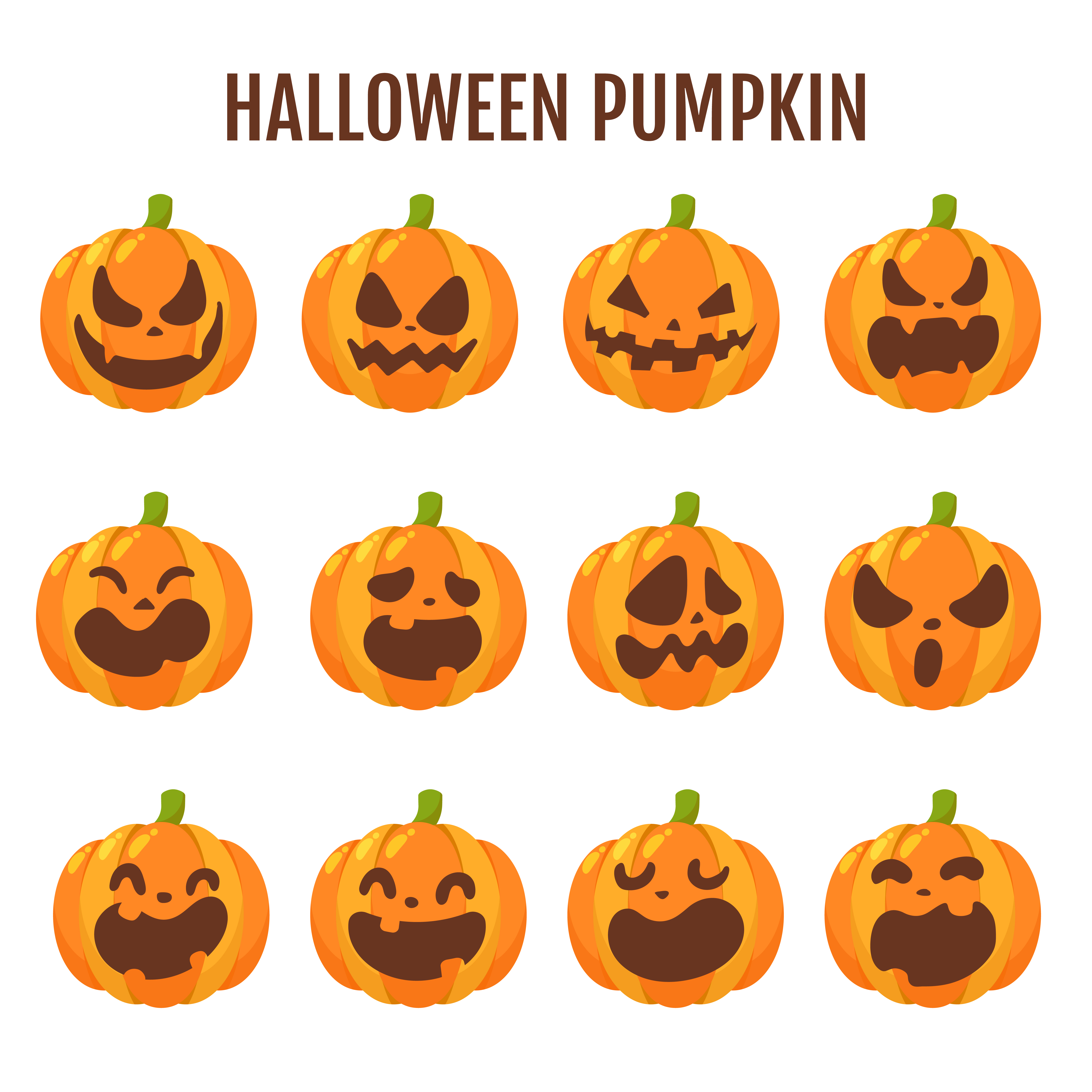Cartoon Halloween Pumpkin Set Vector Art At Vecteezy Cartoon Halloween Pumpkin Set Vector Art At Vecteezy