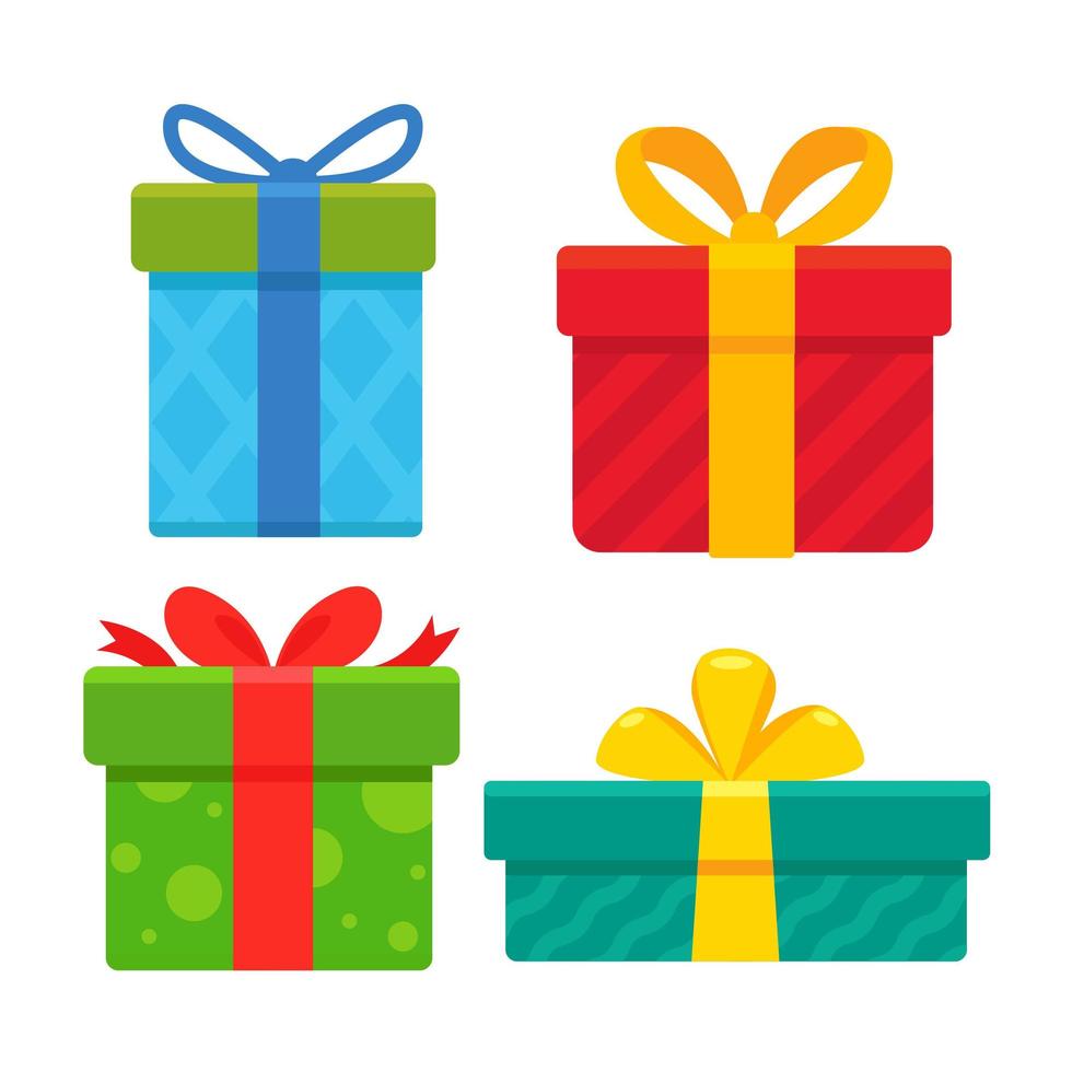 Christmas gift boxes wrapped in colorful paper vector