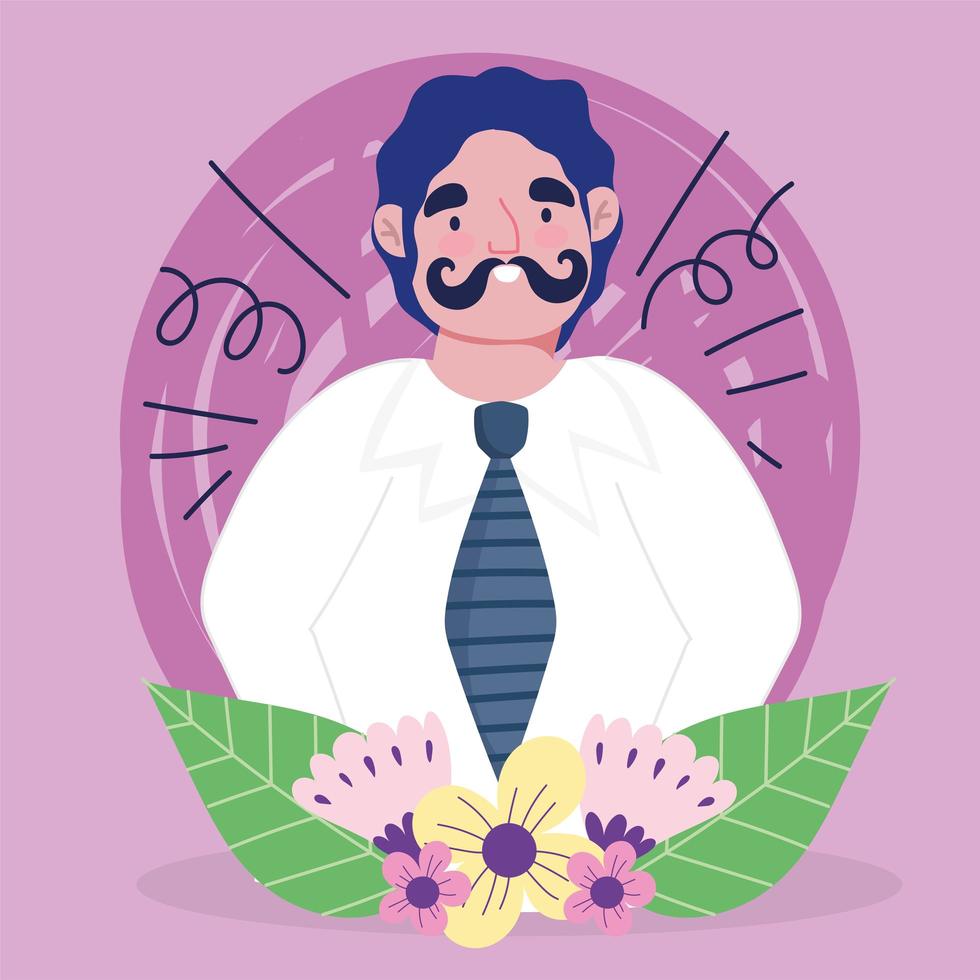 Avatar man cartoon with mustache vector