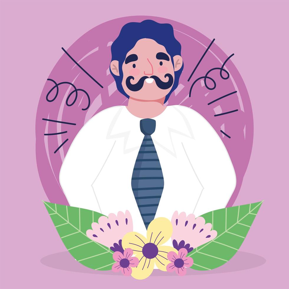 avatar hombre de dibujos animados con bigote vector