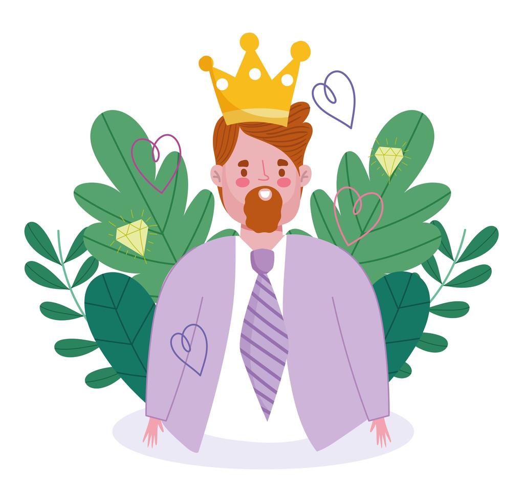 Avatar man cartoon with crown  vector