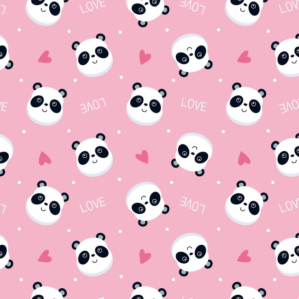 Pink Panda face pattern vector