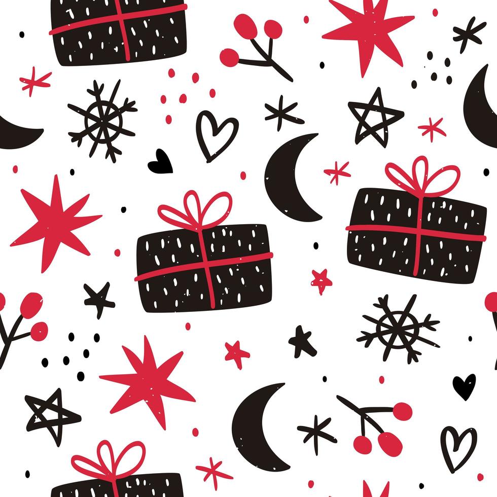 Hand drawn Christmas seamless pattern vector