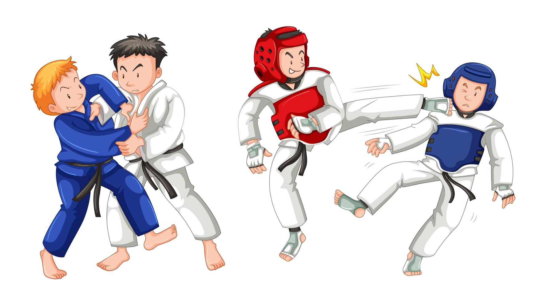 conjunto de artes marciales de dibujos animados vector