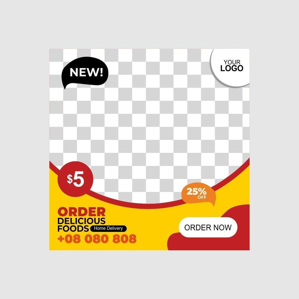 Social media banner food post template  vector