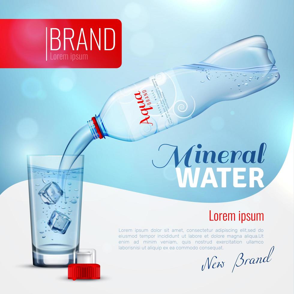 Realistic mineral water poster template vector