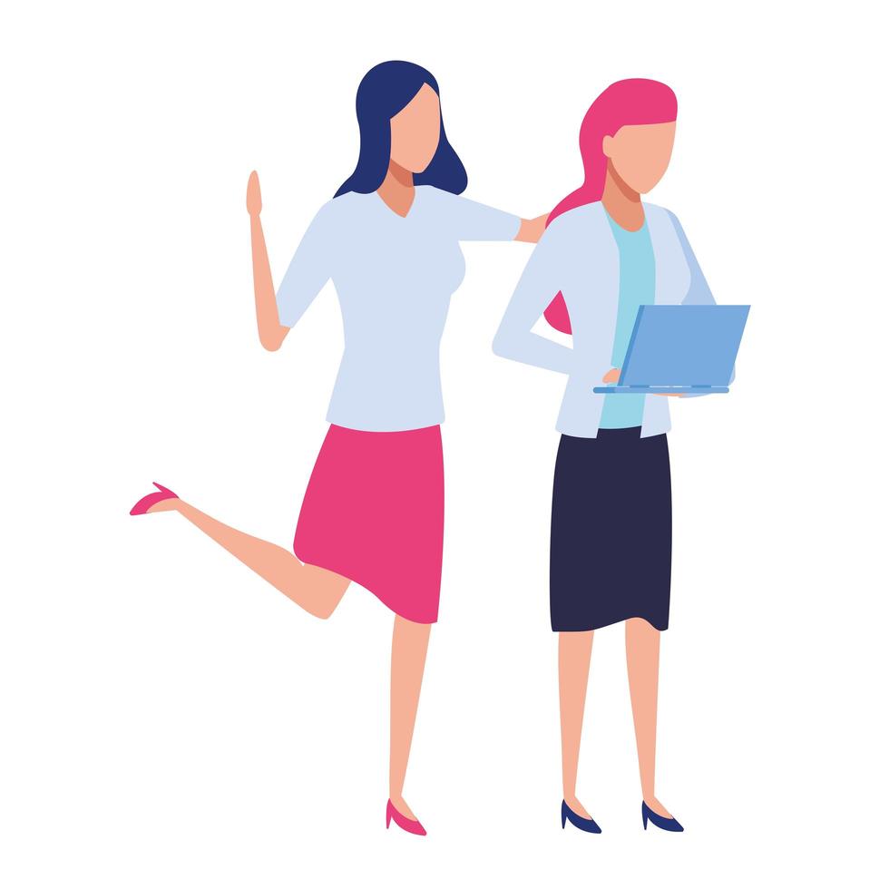 Businesswomen with laptop  vector