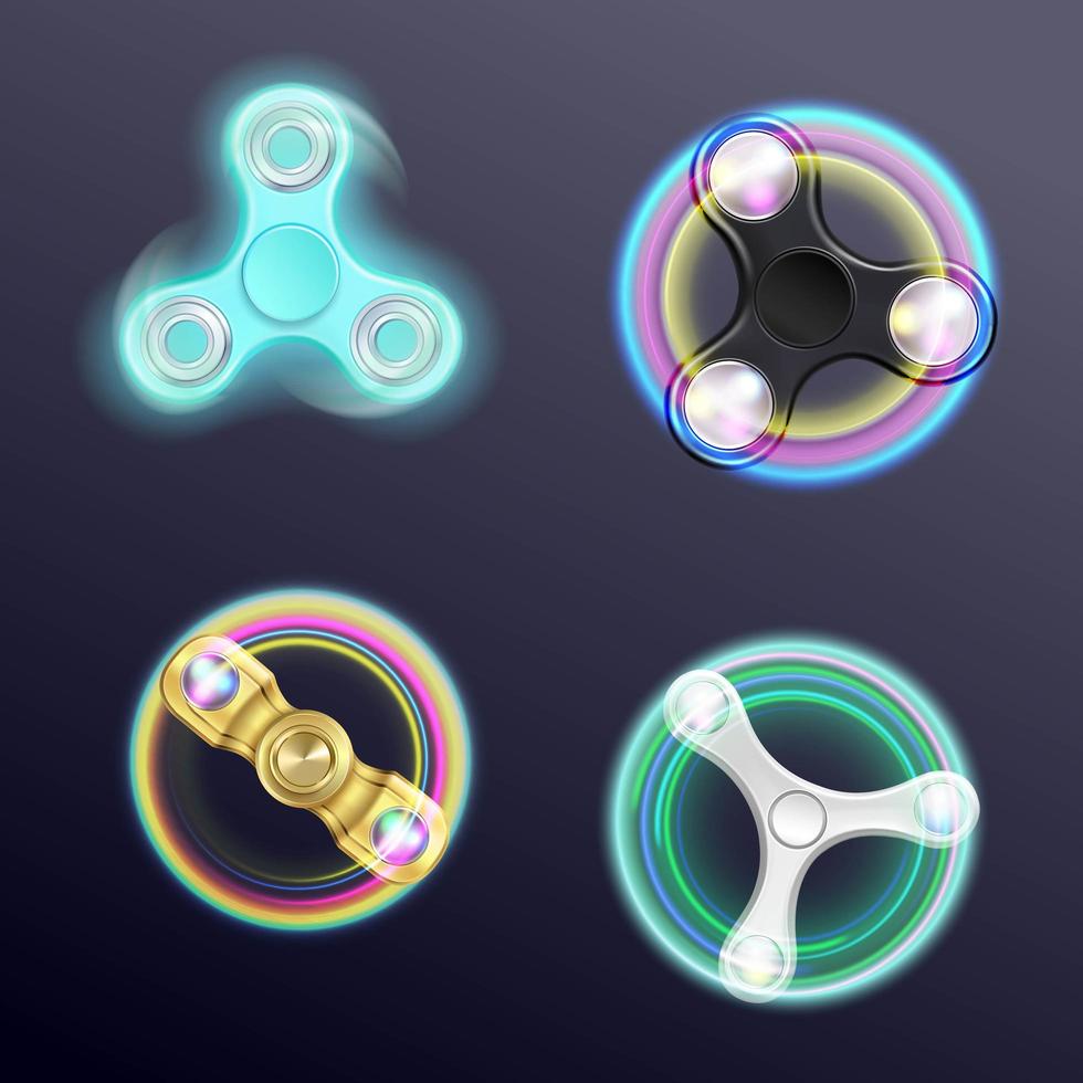 Set of finger spinners with led lights vector