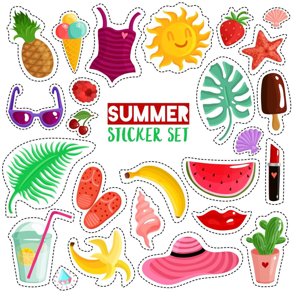 Set of summer stickers vector