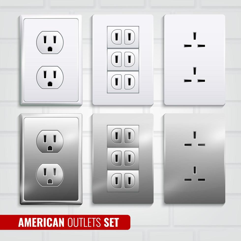 Set of realistic American outlets vector