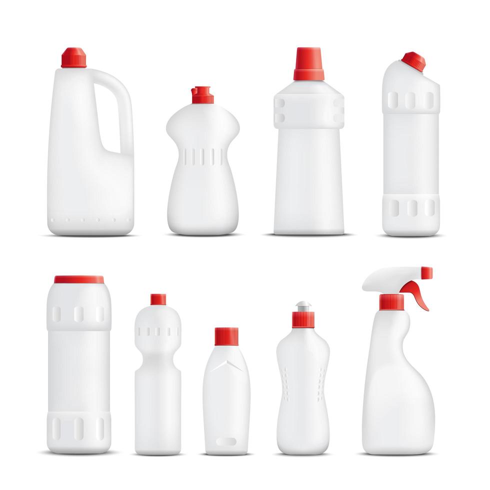 Set of realistic cleaning products packaging vector